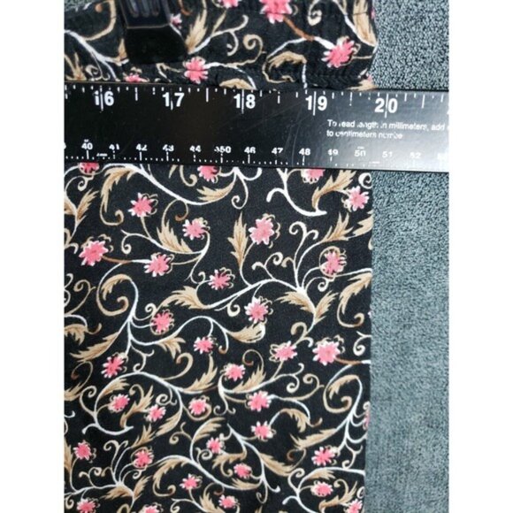 Sagharbor black pink floral print side zip sz 2X rayon drawstring waist - Picture 6 of 8